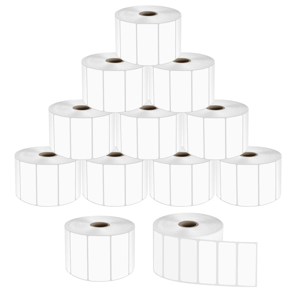 2" x 1" Sticker Labels, 12,000 Direct Thermal Labels, 12 Rolls