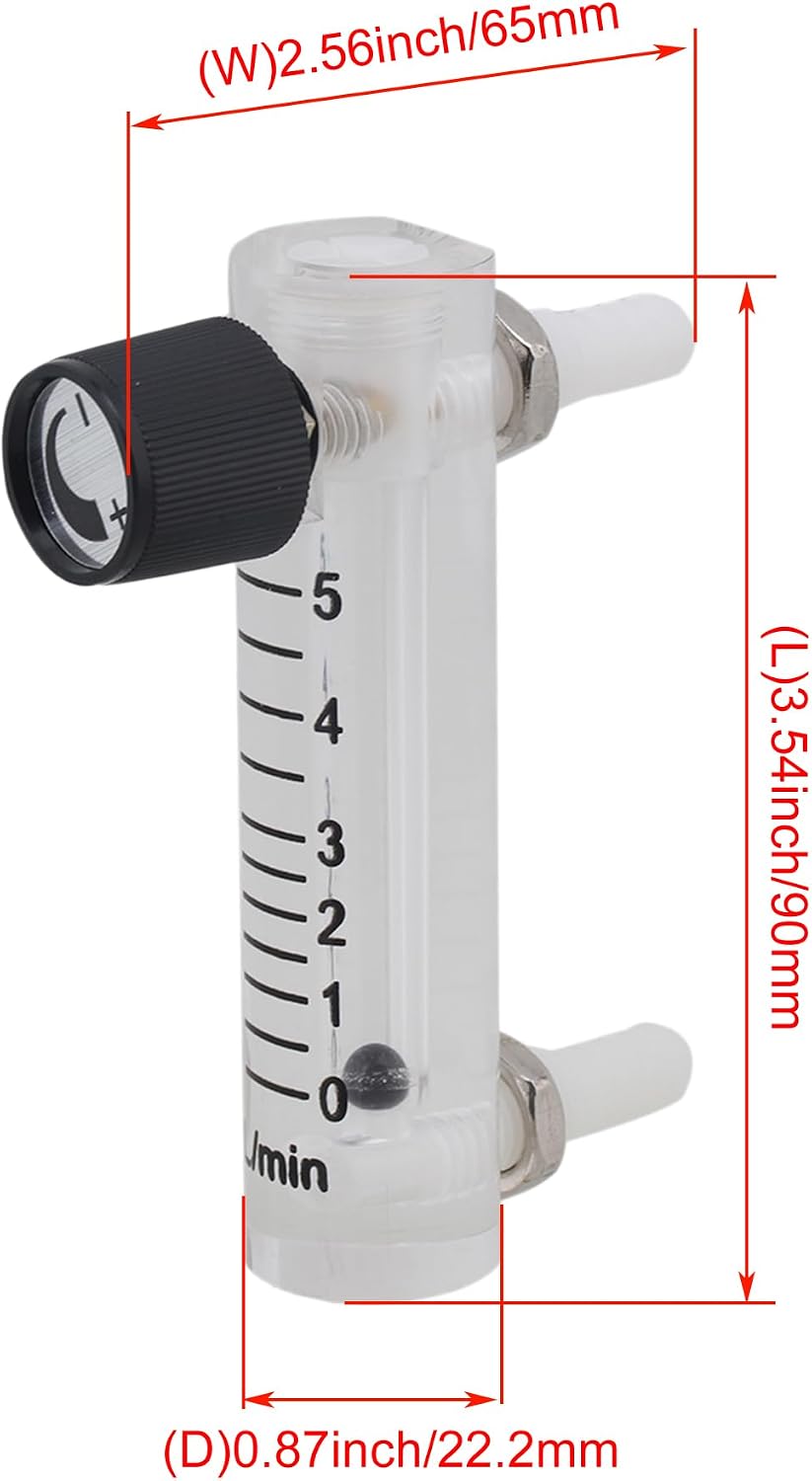 Oxygen Rotameter | Flow Range: 0-5 LPM | with Flow-Control Knob