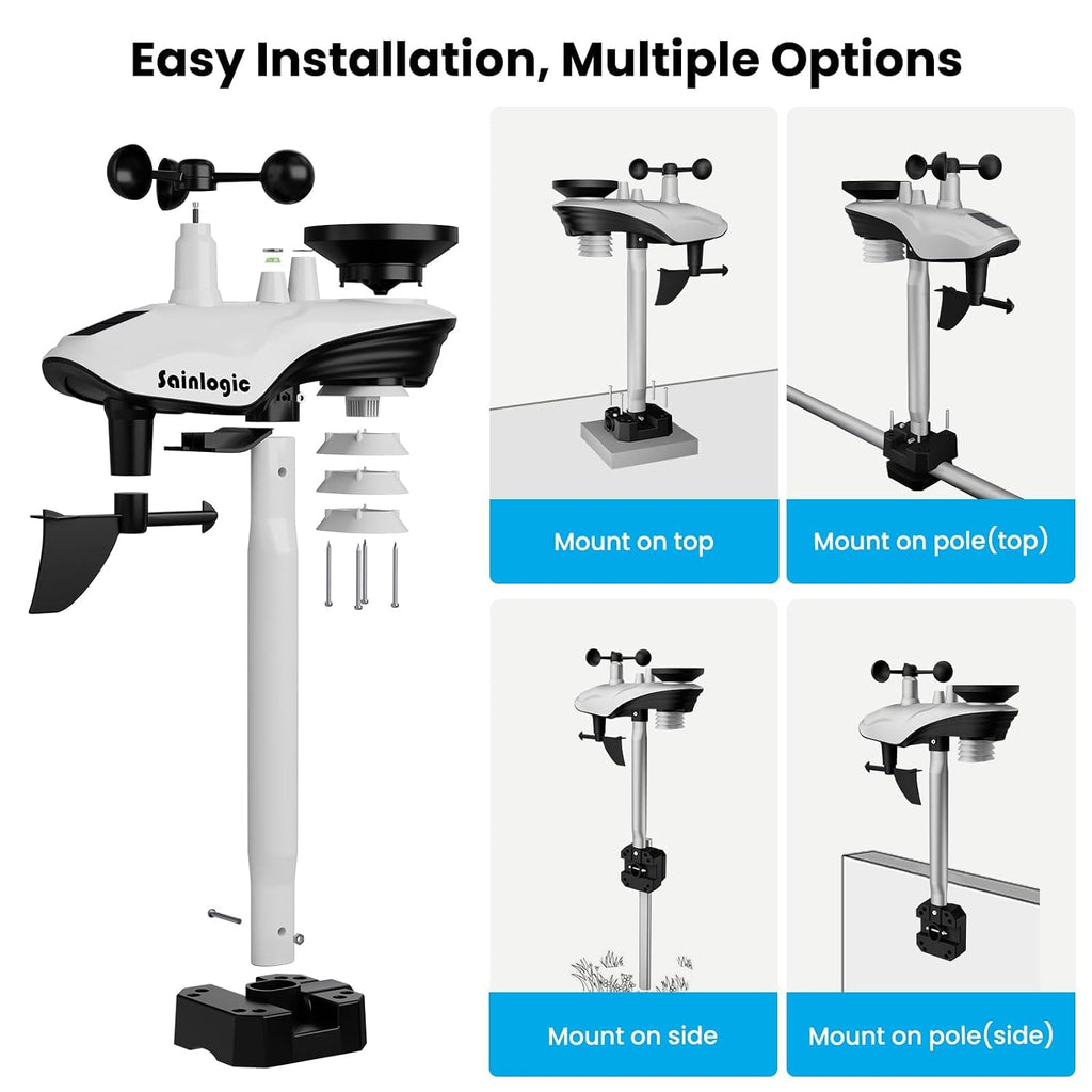 Wireless Home Weather Station with Rain Gauge and Wind Speed, Indoor Outdoor Temperature Humidity, Forecast, Moon