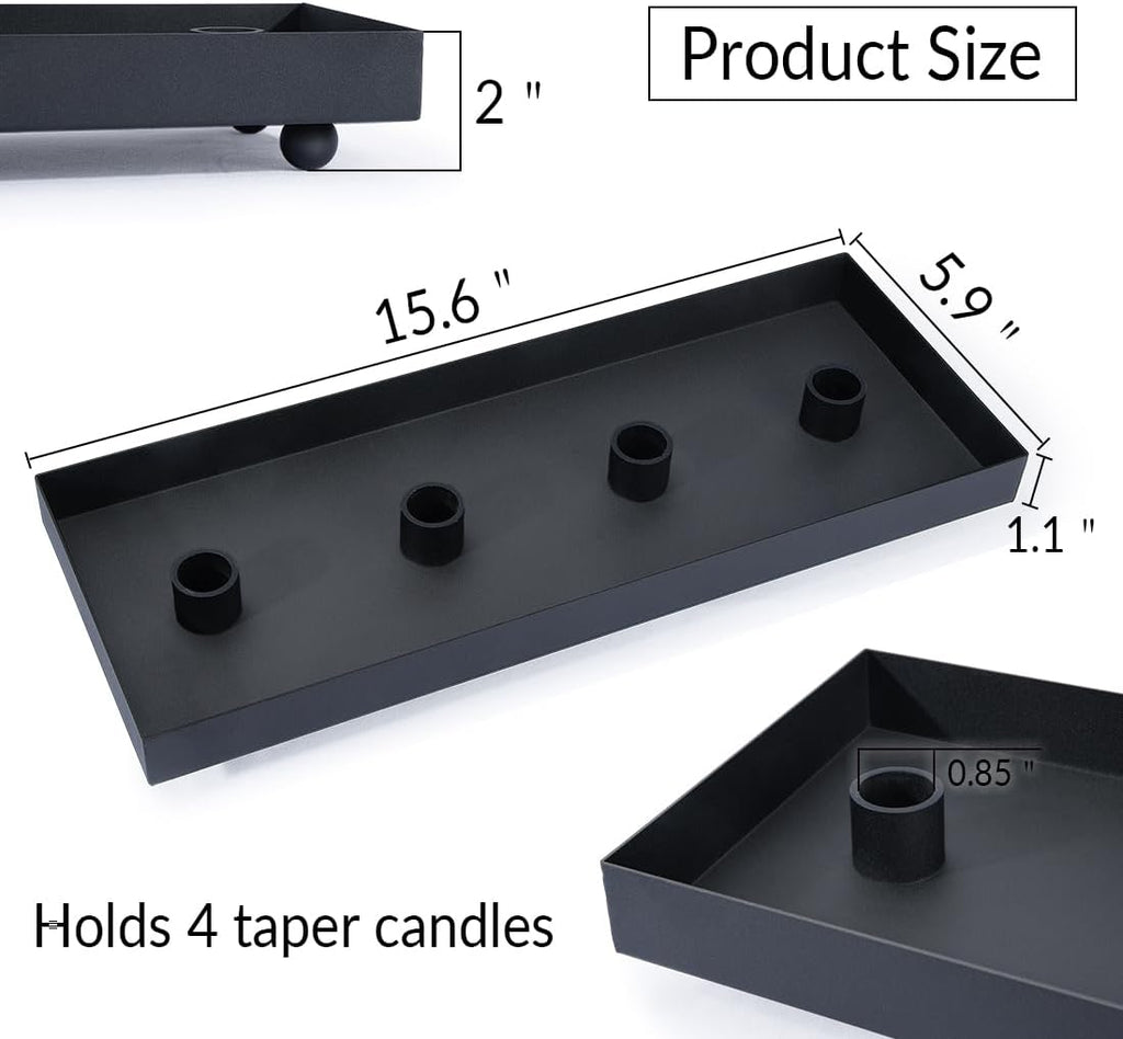 Matte Black Iron Advent Candle Holder, 4 Candlestick Seats