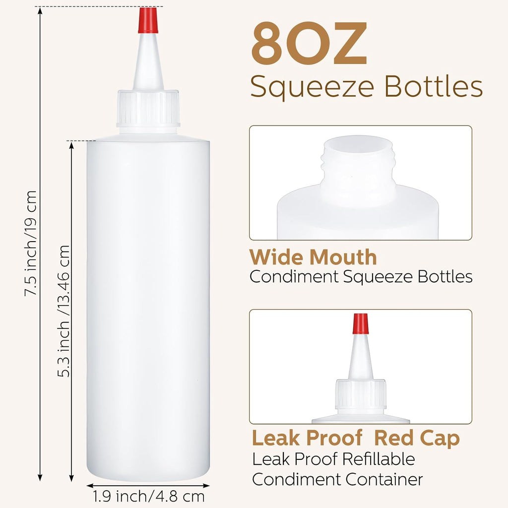 60 Pack 8 oz Condiment Squeeze Bottles Plastic Squeeze Bottles, Red
