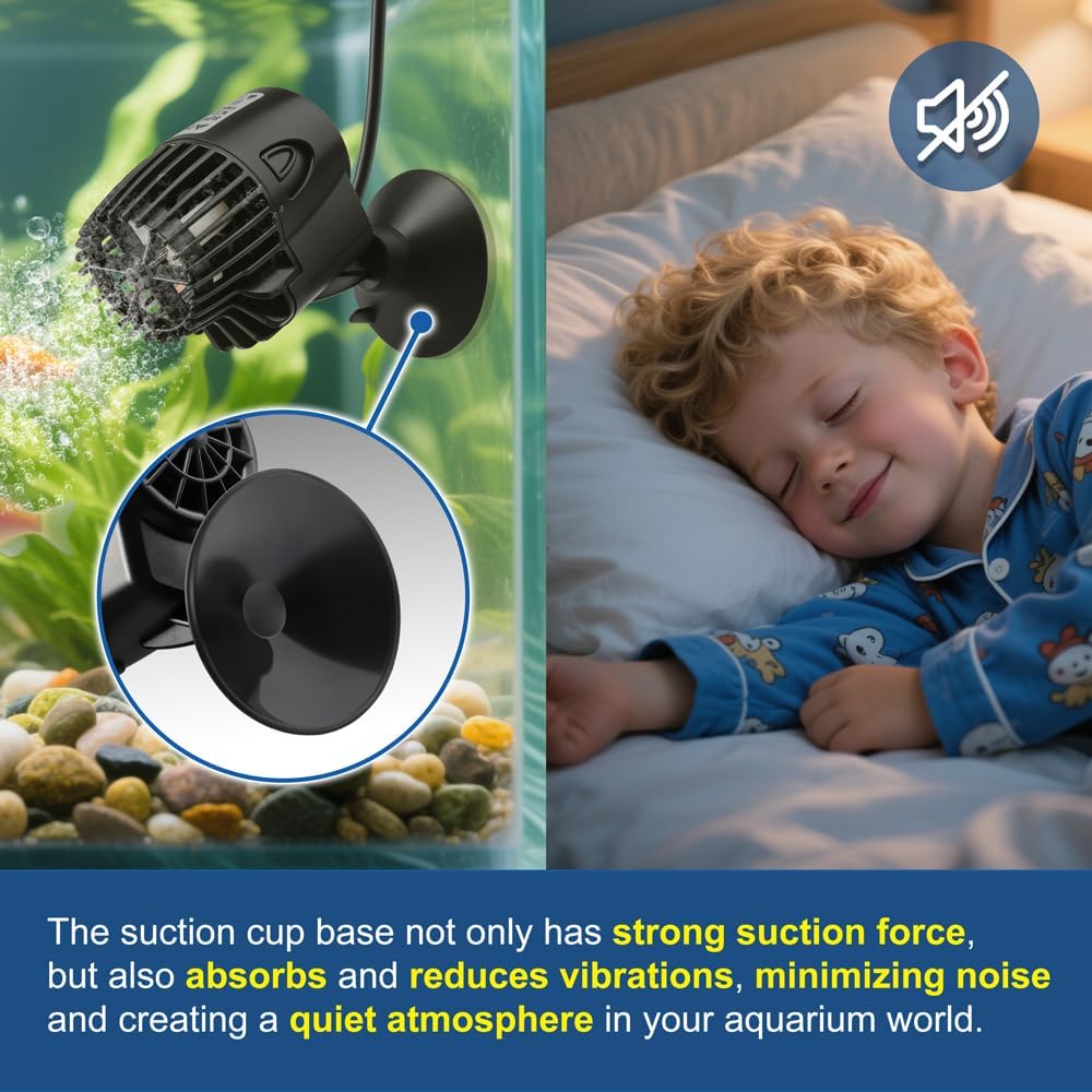 800GPH Mini Aquarium Circulation Pump Ultra-quiet Fish Tank Wave Maker With Suction Cup 360 Degree Rotatable Aquarium