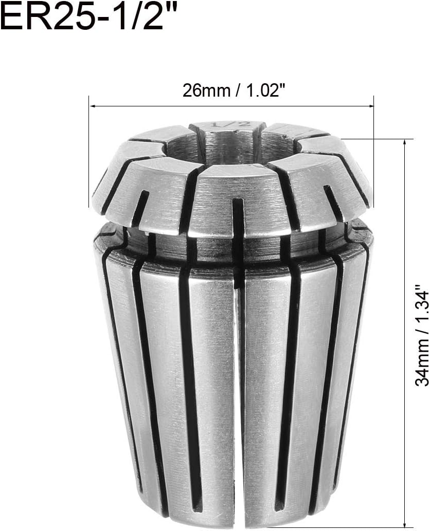 uxcell ER25 1/2" Spring Collet Chuck for CNC Engraving Machine Lathe Milling Tool