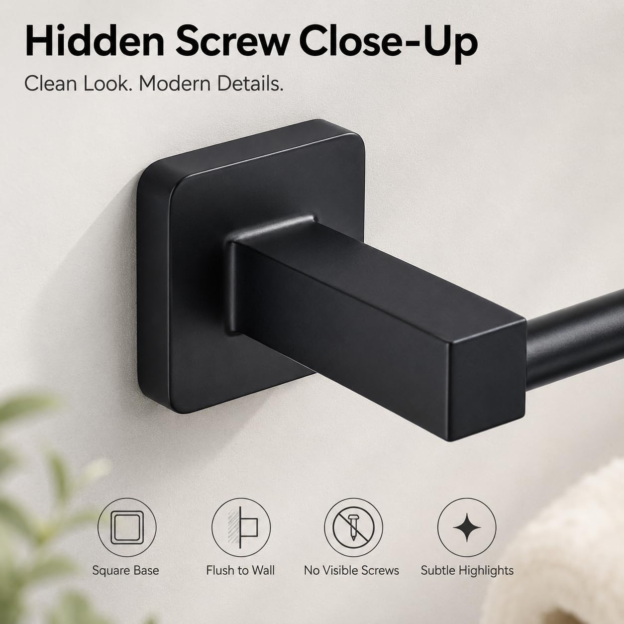 Matte Black Bathroom Hardware Set 4 Pieces,Bathroom Accessories Set Stainless Steel Wall Mounted, Hand Towel Bar