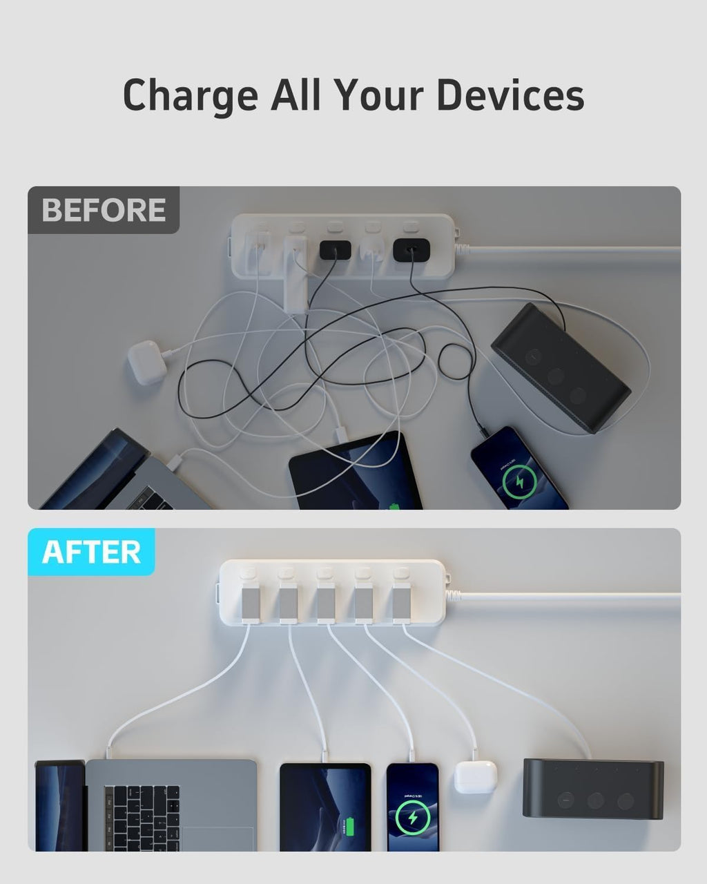 Portable Charger Block, Retractable Wall Charger, 40W PD Fast Charging Block with 33.5in Lightning Cable, Power