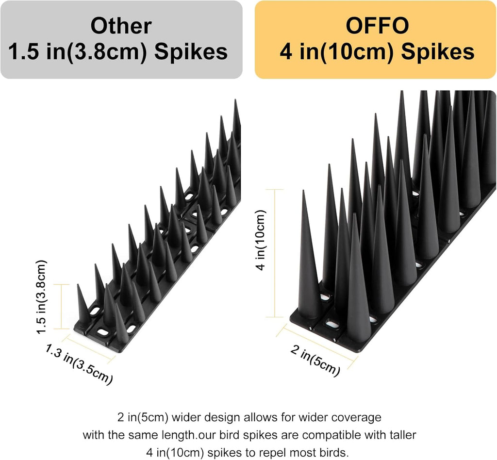 Bird Spikes Pigeon Outdoor Spikes for Cat Keep Birds Raccoon Woodpecker Away Covers 4 Feet(1.2m), Black