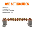 Copper Grounding Bar Kit, 7.8" Copper Bus Bar Ground Bus Bar with 16 Terminal Positions and UL Material BusBar Insulator T Posts