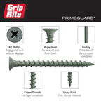Exterior Screws - Safe for Use in Treated Lumber - #2 Phillips Bugle Head - Coarse Thread Deck Screws - PrimeGuard