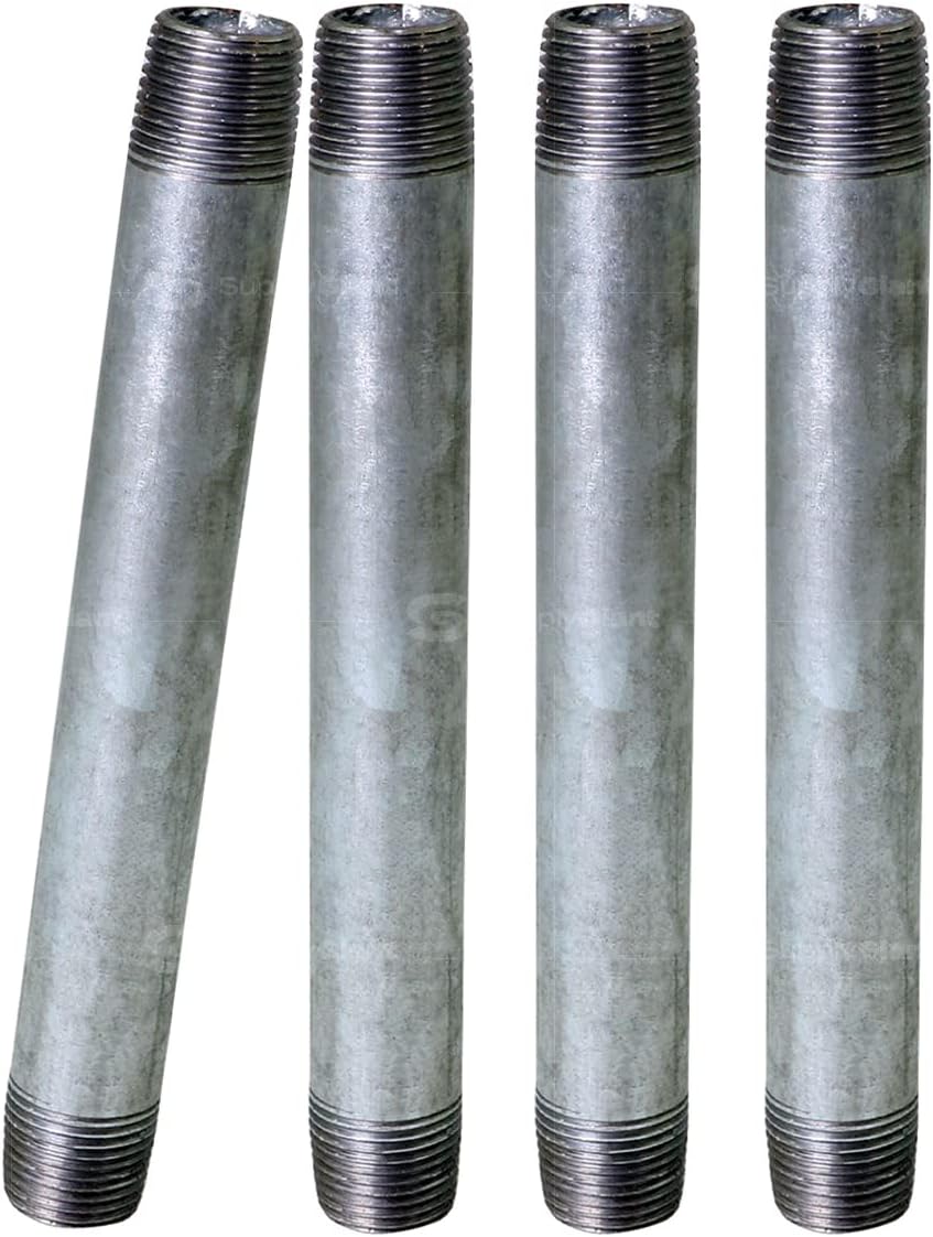 SUPPLY GIANT OQHM1080 8" Long Galvanized Steel Nipple Pipe Fitting with 1" Nominal Size Diameter, 1 in. x 8