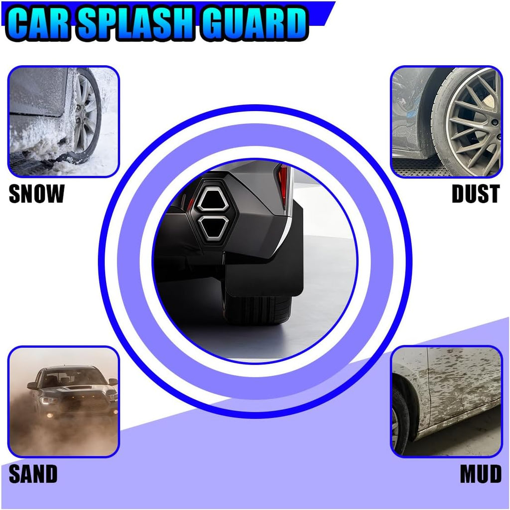 4PCS Universal Car Mud Flaps Set, Flexible Bendable Mudguard Automotive Front & Rear Splash Guards with Screws