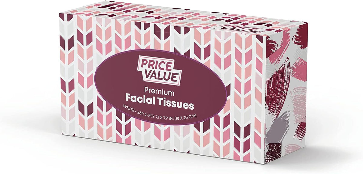 Facial Tissues Cube Boxes, Soft 2-Ply, 230 Sheets, 4 Pack