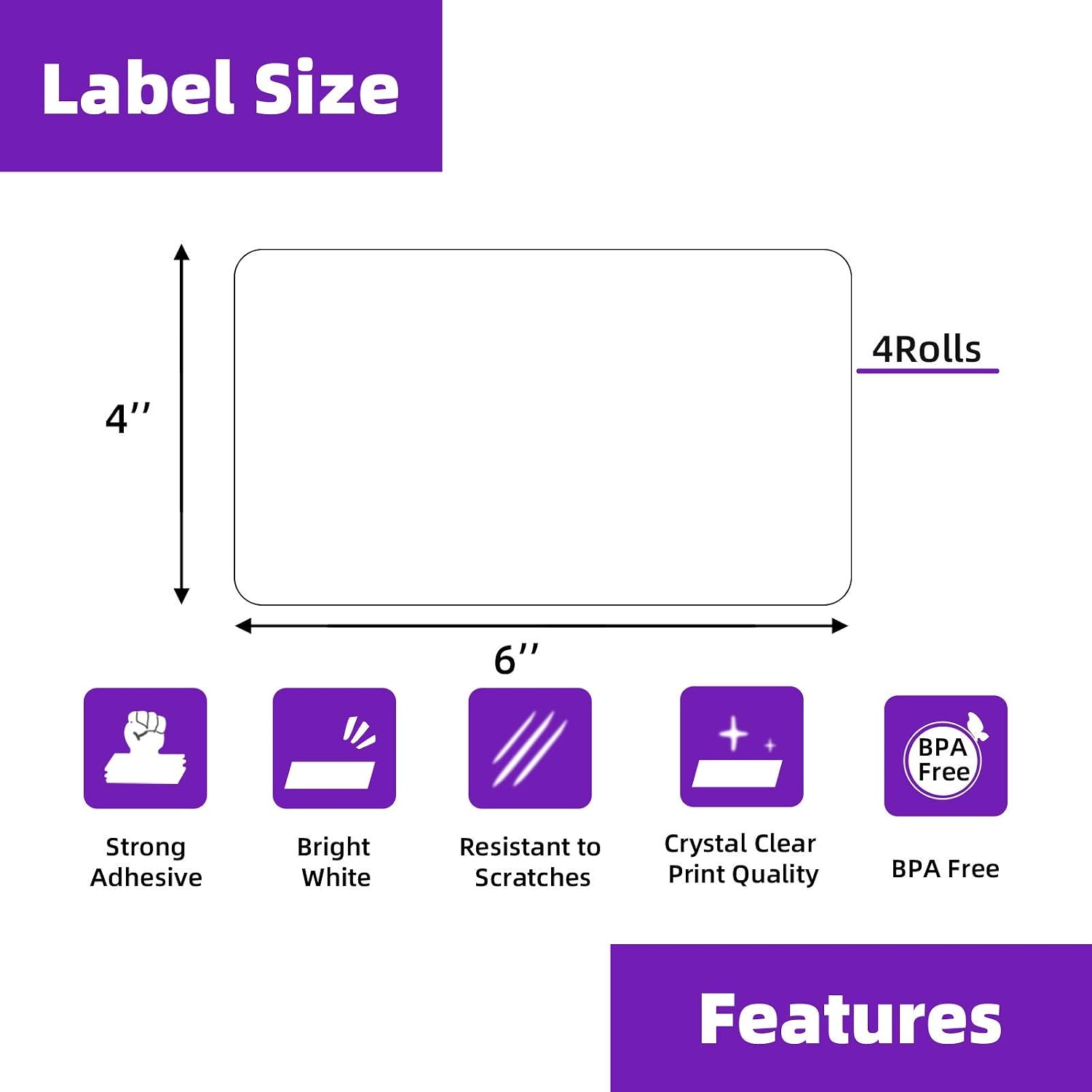 4 Stacks 2000 Labels 4" x 6" Fanfold Direct Thermal Labels, Postage Shipping Labels Paper with Perforated, Strong