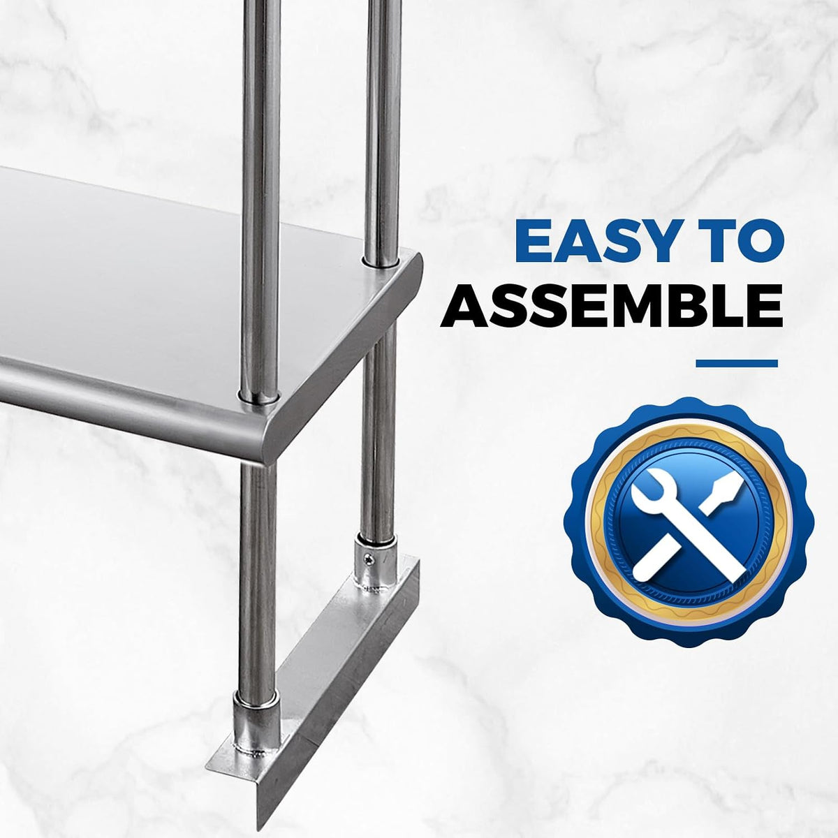 Stainless Steel Overshelf for Prep&Work Table 12''x48'', 2 Tier