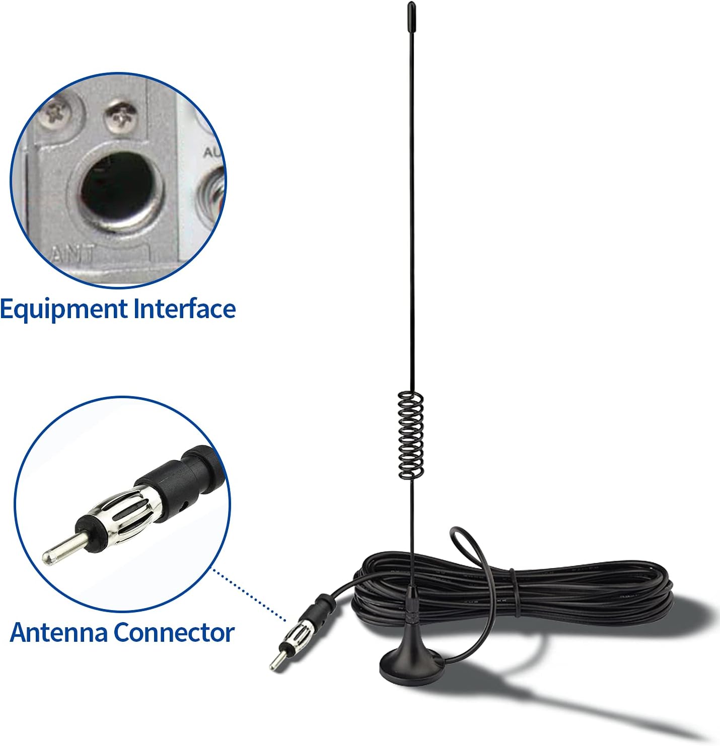 Universal Car Stereo FM AM Radio Antenna Magnetic Base Aerial for Vehicle Truck SUV Truck RV Marine Boat Car Stereo