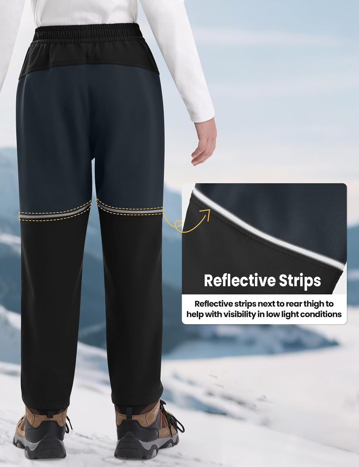 Boys Kids Snow Ski Pants Waterproof Fleece Lined Winter | Insulated, Elastic Waist, Zipper Pockets, Softshell, Warm