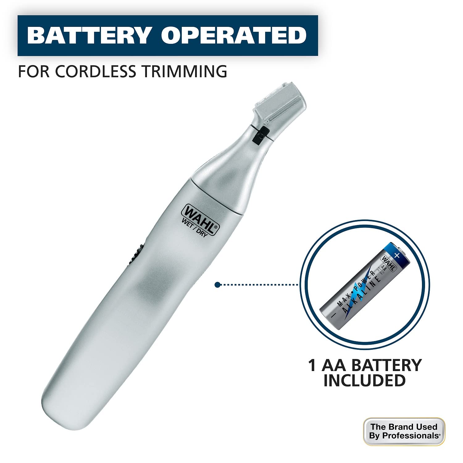 Battery Men’s Nose Hair Trimmer - Eyebrows, Neckline, Nose & Ear Hair | Quick Multi-Head Cordless Precision Trimming