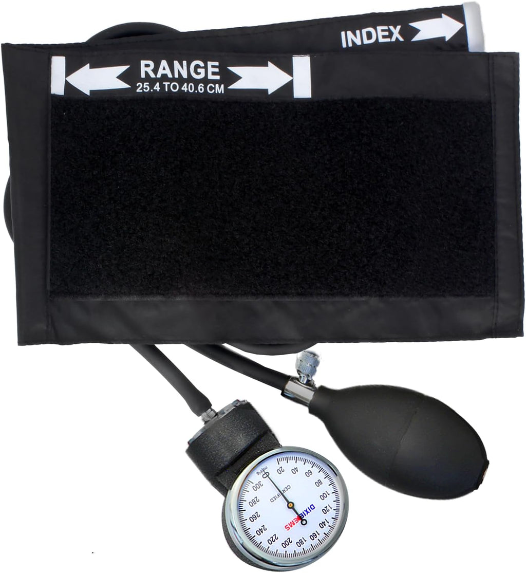 Deluxe Aneroid Sphygmomanometer Blood Pressure Set W/Adult Cuff, Carrying Case and Calibration Tool - Black