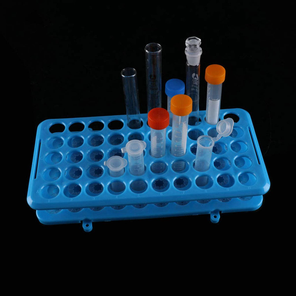 Test Tube Rack Blue Plastic Centrifuge Tube Racks with Silicone Pad Tubes 50 Positions for 5ml,10ml,15ml,50ml 18mm