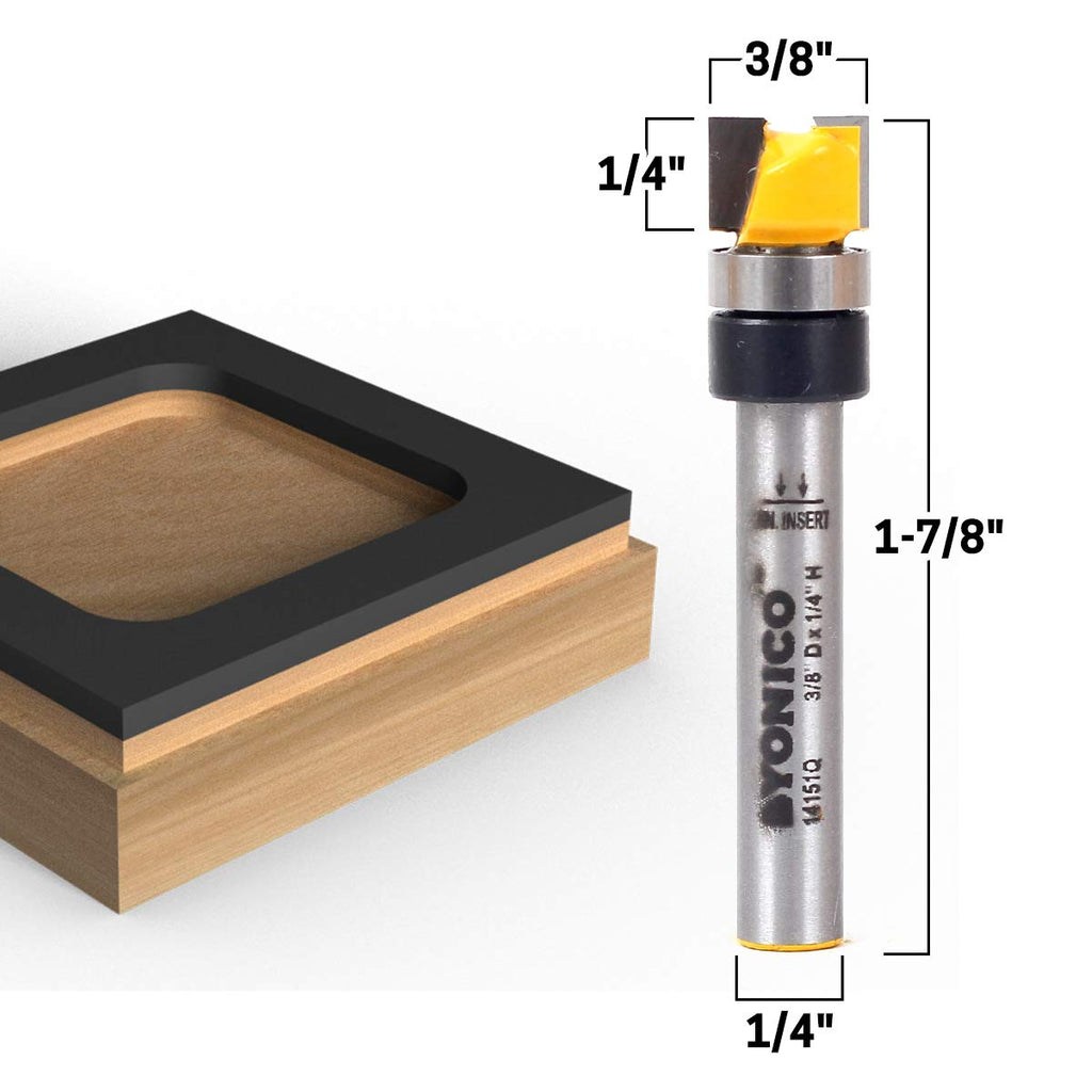 Flush Trim Router Bit 3/8-Inch Diameter 1/4-Inch Shank 14151q