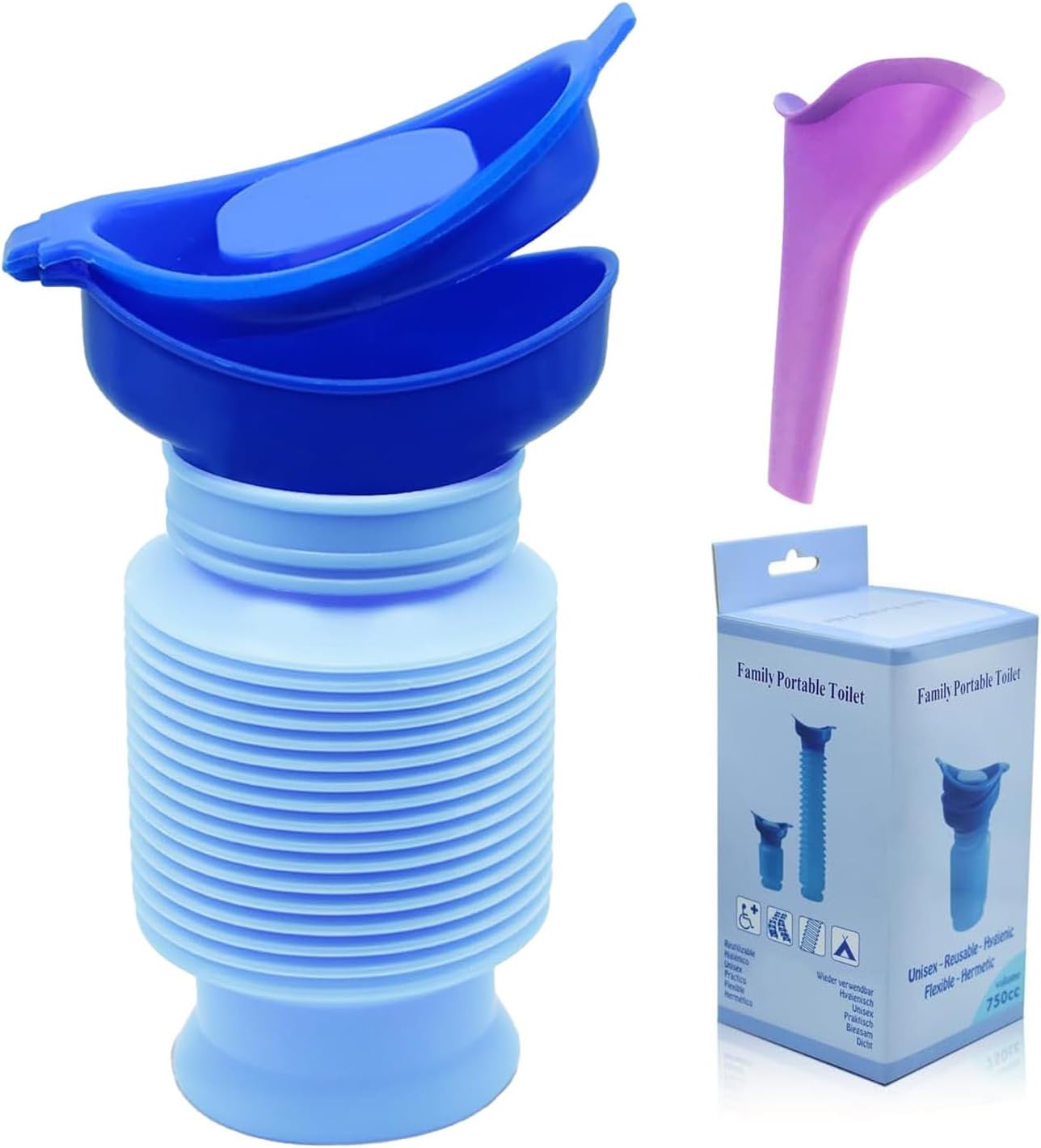 750ML Emergency Urinal, Pedestal Urinal, Pocket Toilet for Men Women, Pee Bottles with Sealed Lid Collapsible