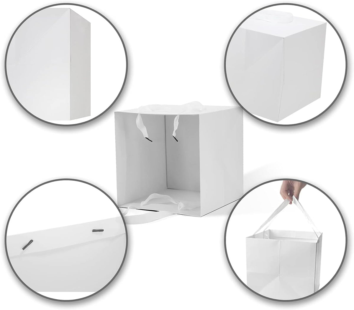 Large White Gift Bags with Handles, 12 Pack, 10x10x10 IN
