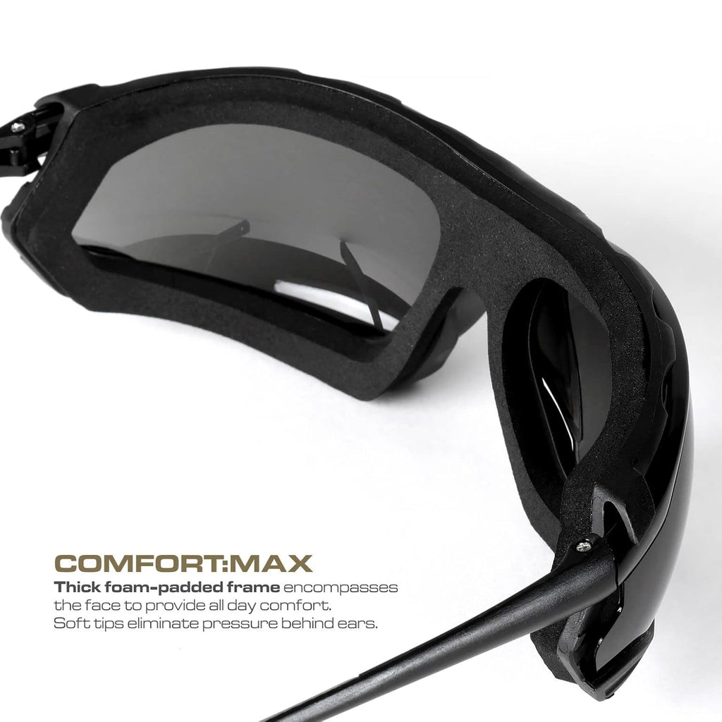 Optic Max - Anti-fog Protective Eyewear for Men - Safety Glasses with 3 Lens Options - Clear, Amber or Gray