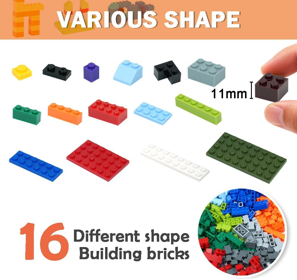 Classic Building Bricks, 300PCS Basic Bulk Blocks in Radom Color