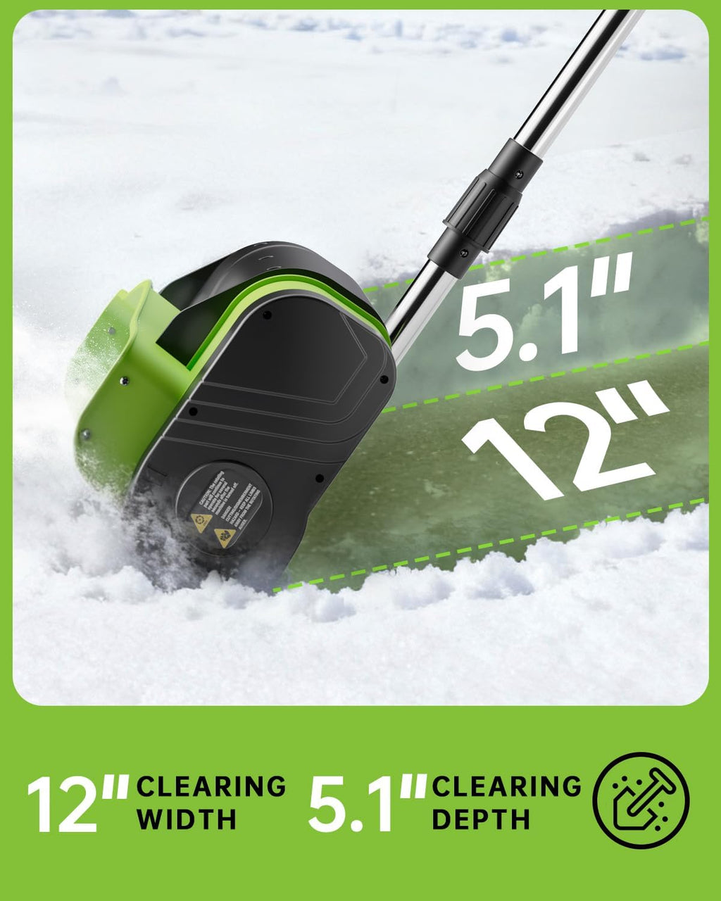 12-Inch 20V Cordless Electric Snow Shovel - 16ft Throwing Distance, Battery Snow Blower for Driveway, Sidewalk
