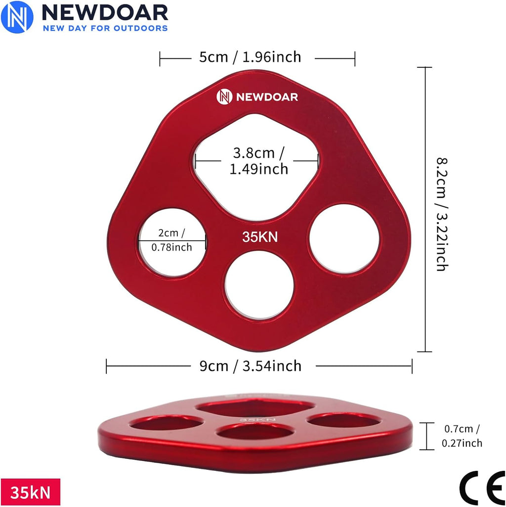 Descender Plate 20KN Paw Rigging Plate 4 Holes Rock Climbing Gear(4 holes/20KN Red)