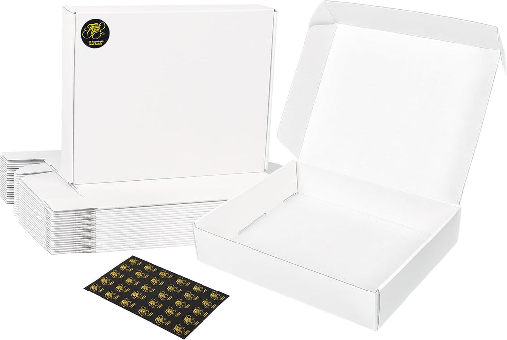 White Shipping Boxes Medium 10x8x2 Inches, 40 Pack Corrugated Cardboard Mailer Boxes for Packaging Small Business