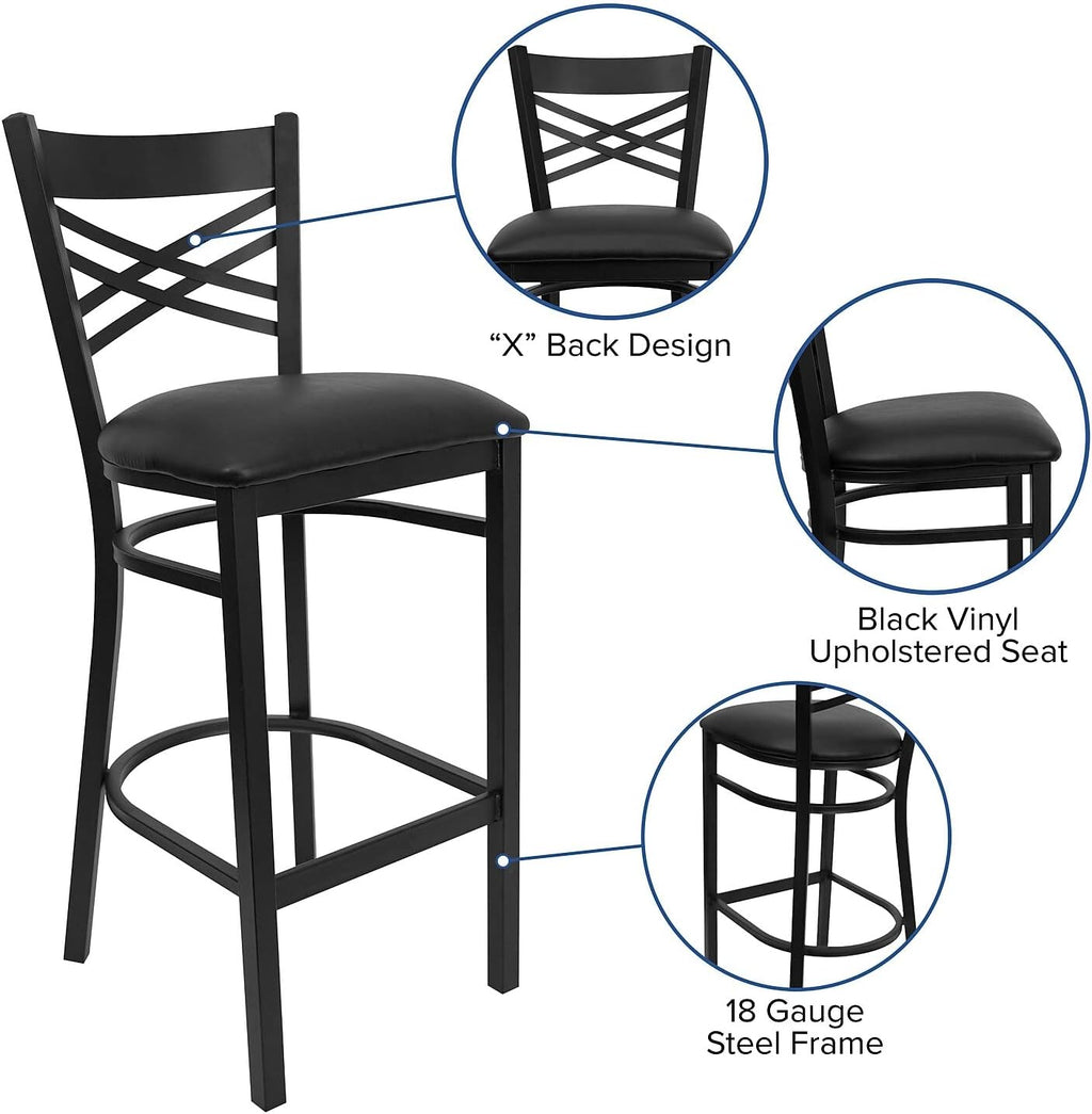 Hercules Metal Restaurant Barstool, Black