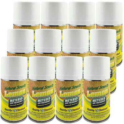 Metered Aerosol Fragrance Refill Can - For Automatic Air Freshener Spray Automatic Refill - Lemon 7.25 oz (Pack of 12)