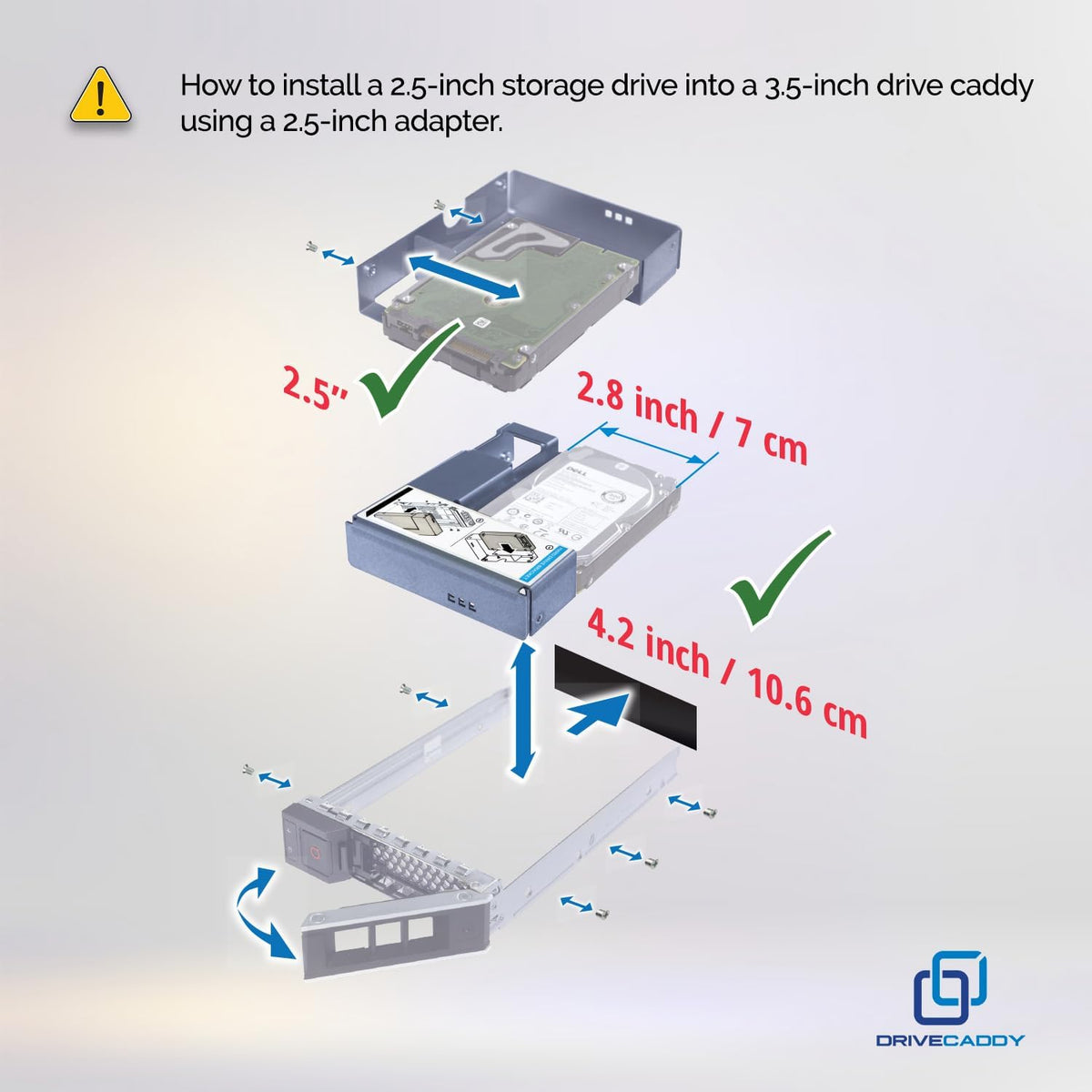 DRIVECADDY 4-Pack 2.5" to 3.5" LFF Tray Adapter - fits Dell PowerEdge