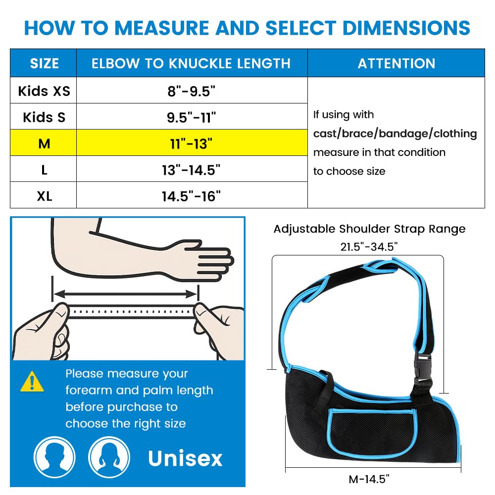 Arm Sling Shoulder Immobilizer for Men & Women, Rotator Cuff Support Brace