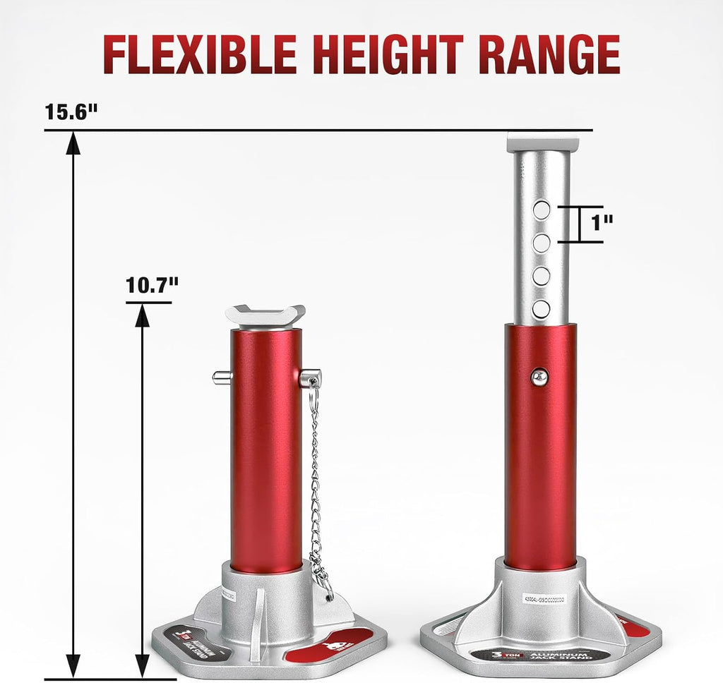 3 Ton (6000 lbs) Aluminum Lightweight Jack Stands with Locking Support Pins for Cars,SUVs, and Light Duty Trucks,1 Pair