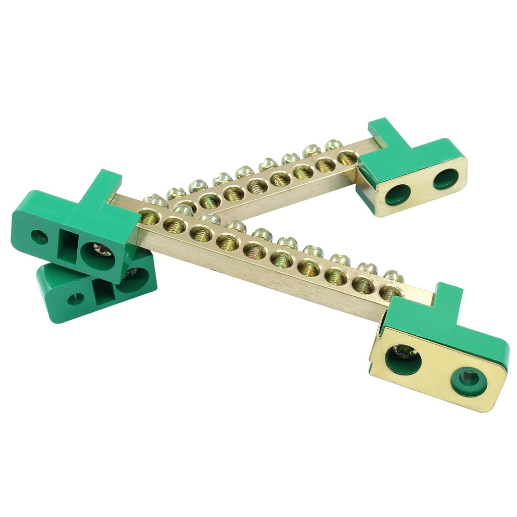 Bonsicoky 2 Pack Brass Terminal Bus Bar 10 Positions