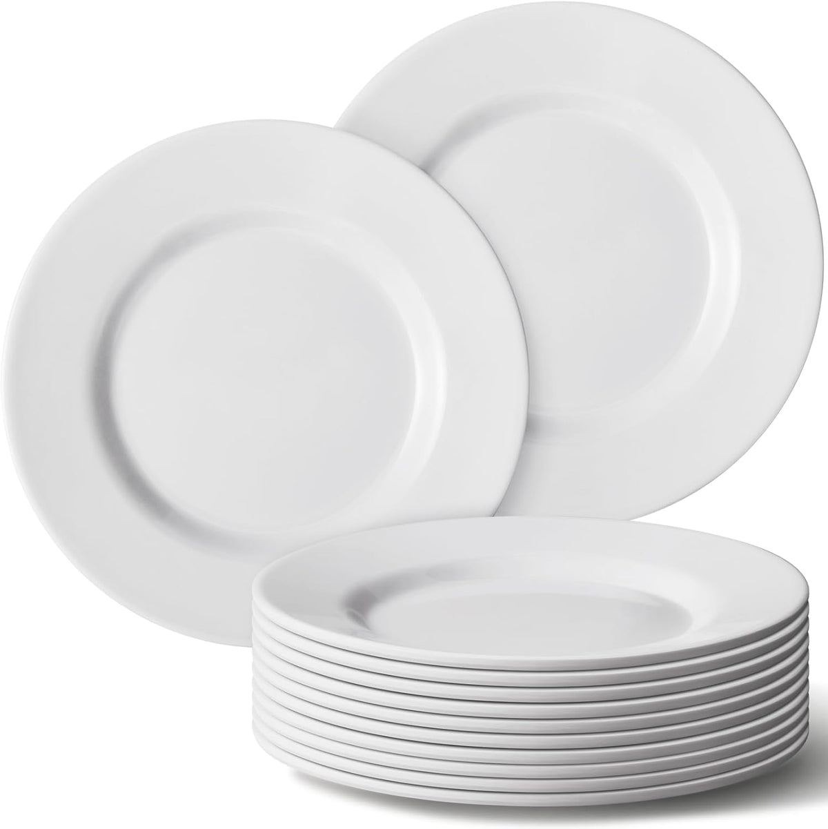 12 Pack 7 Inch White Dessert Plates, Melamine Salad Dishes Set