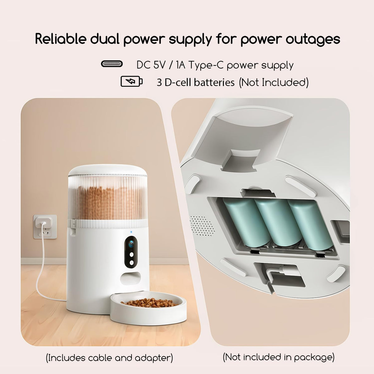 Automatic Cat Feeder with Camera, 3MP HD Video & Night Vision, 5G/2.4G WiFi Smart Pet Feeder with APP Control, 2-Way