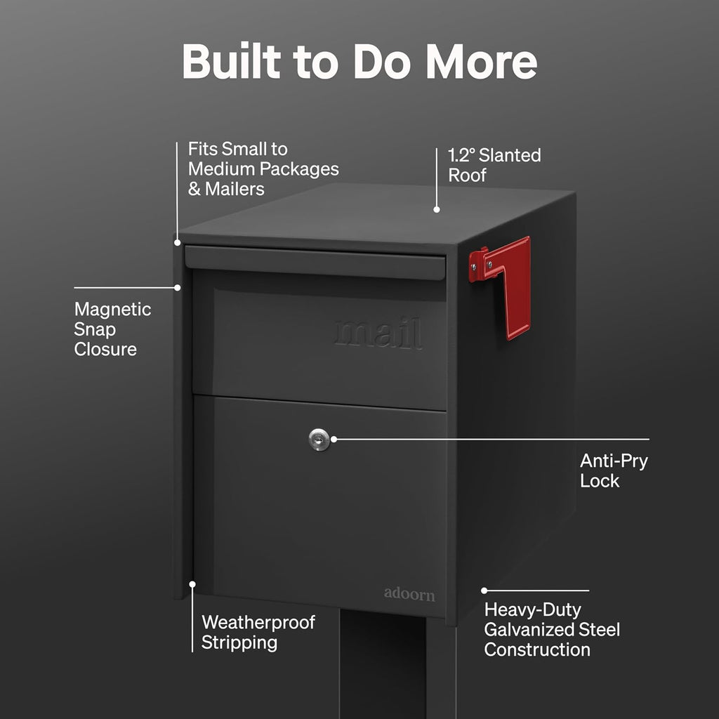 Lockable Post Mount Mailboxes for Outside - Large Anti-Theft Locking Mailbox for Packages and Letters - Weatherproof