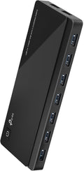 Powered USB Hub 3.0 with 7 USB 3.0 Data Ports and 2 Smart Charging USB Ports. Compatible with Windows, Mac, Chrome &