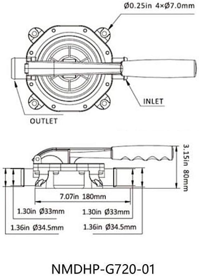 Manual Bilge Pump 720 GPH Self Priming 1-1/4 Inch