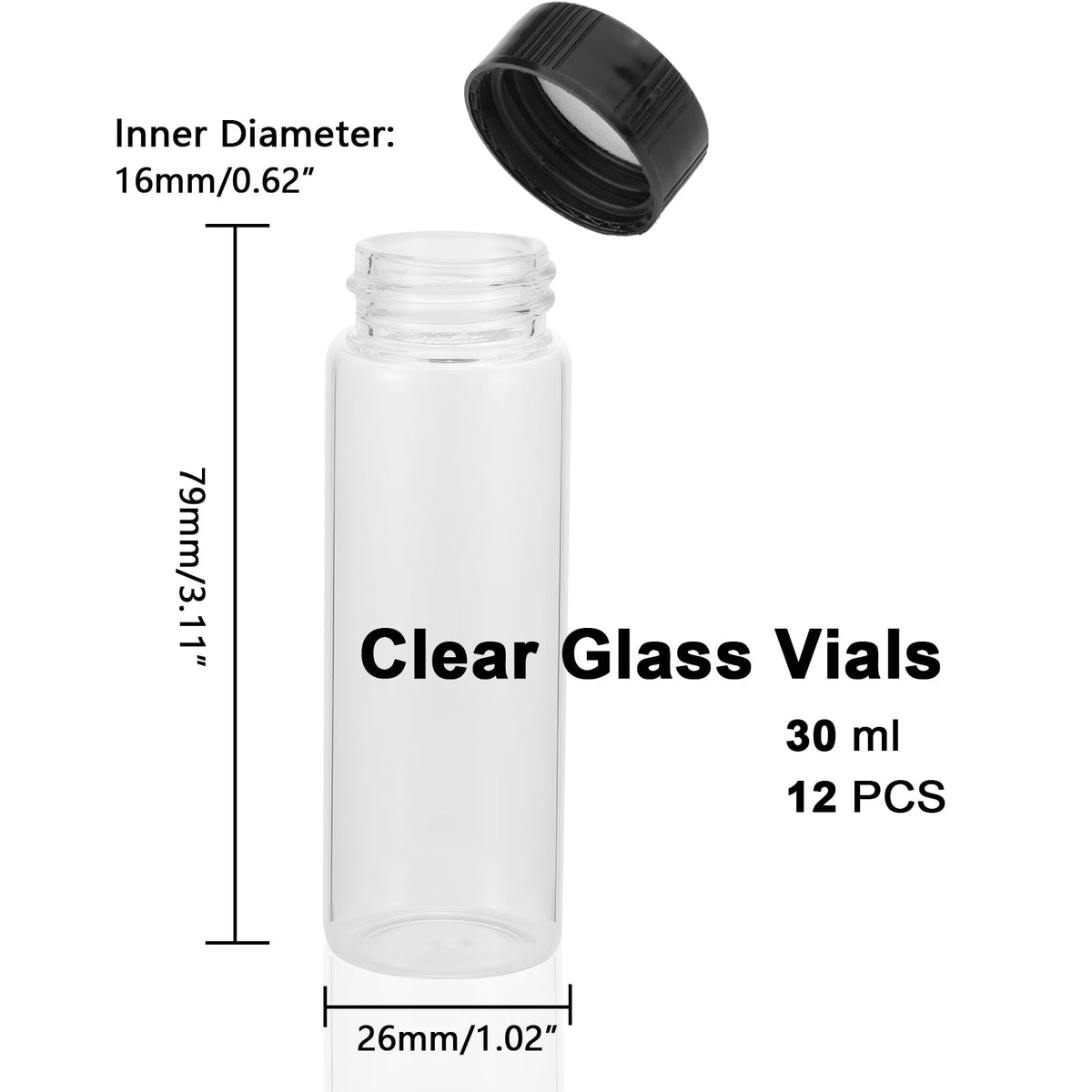 12PCS 30ml Clear Glass Vials with Screwcap, 1oz Small Empty Bottles