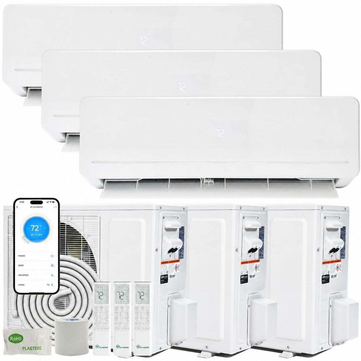 36000 BTU Mini Split AC/Heating System 20 SEER2 12000 BTU *3 Set