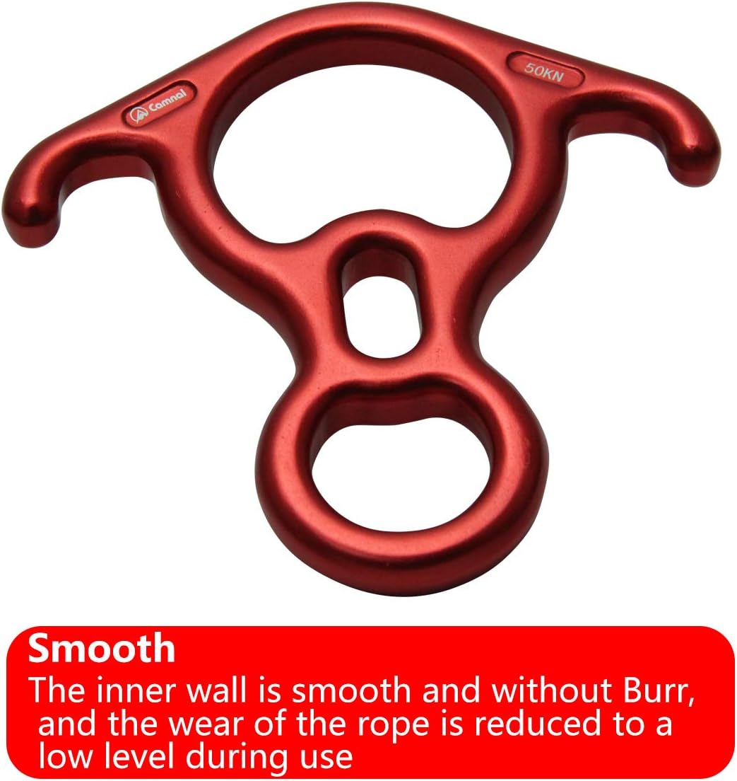 50KN Rescue Figure, 8 Descender Large Bent-Ear Belaying and Rappelling Gear Belay Device Climbing for Rock Climbing
