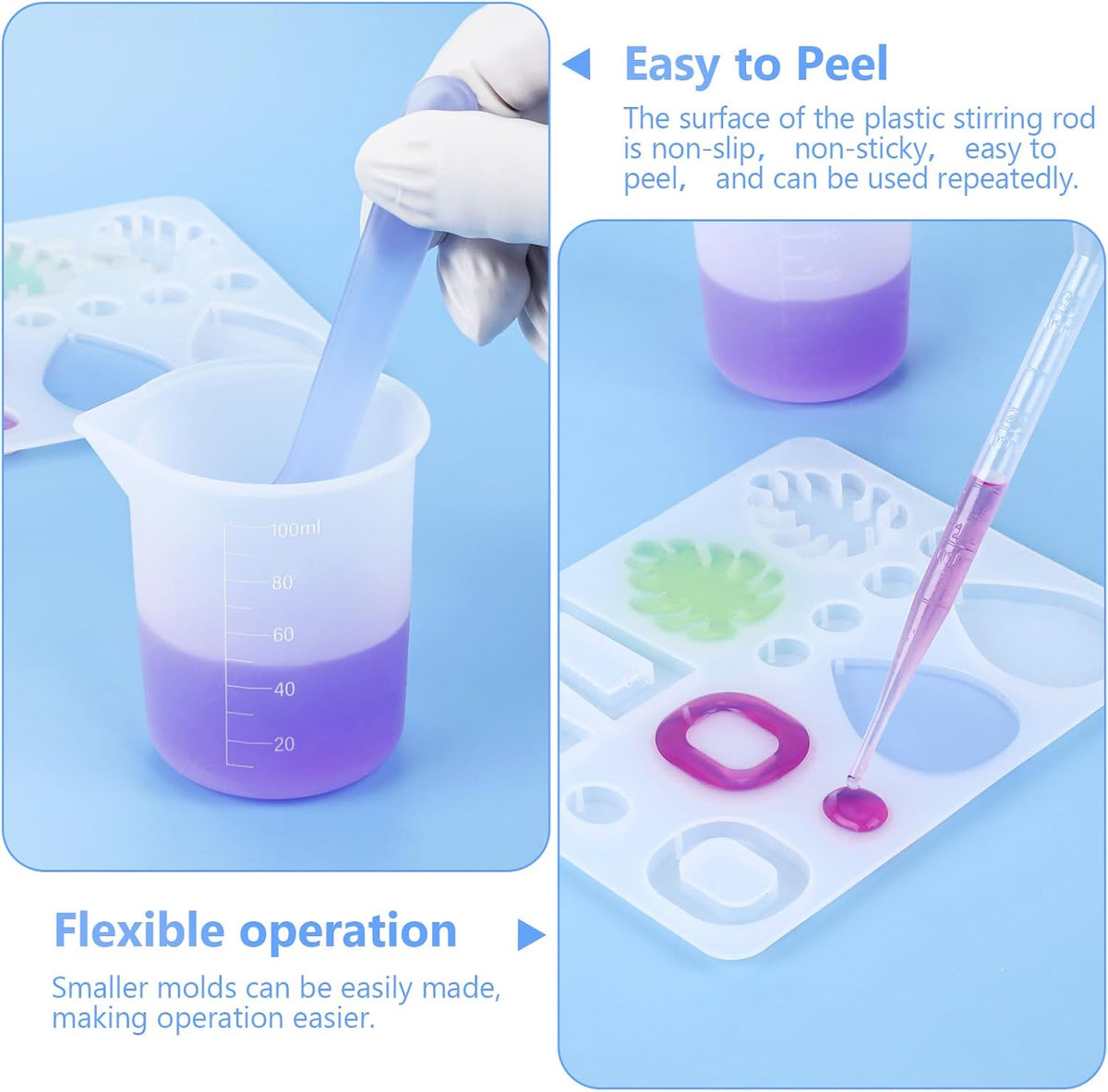 Silicone Measuring Cup for Resin, with 600ML+250ML+ 100ML Cups