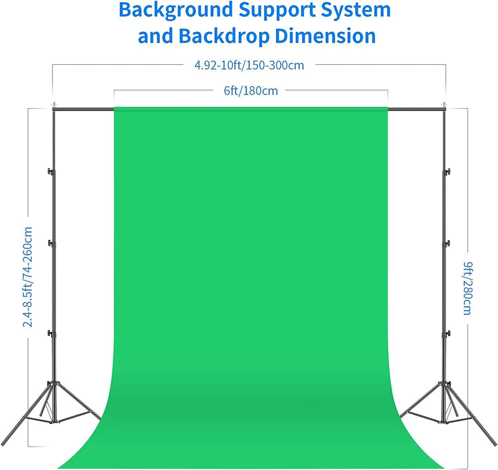 Photography Lighting kit with Backdrops, 8.5x10ft Backdrop Stands, UL Certified 5700K 800W Equivalent 24W LED