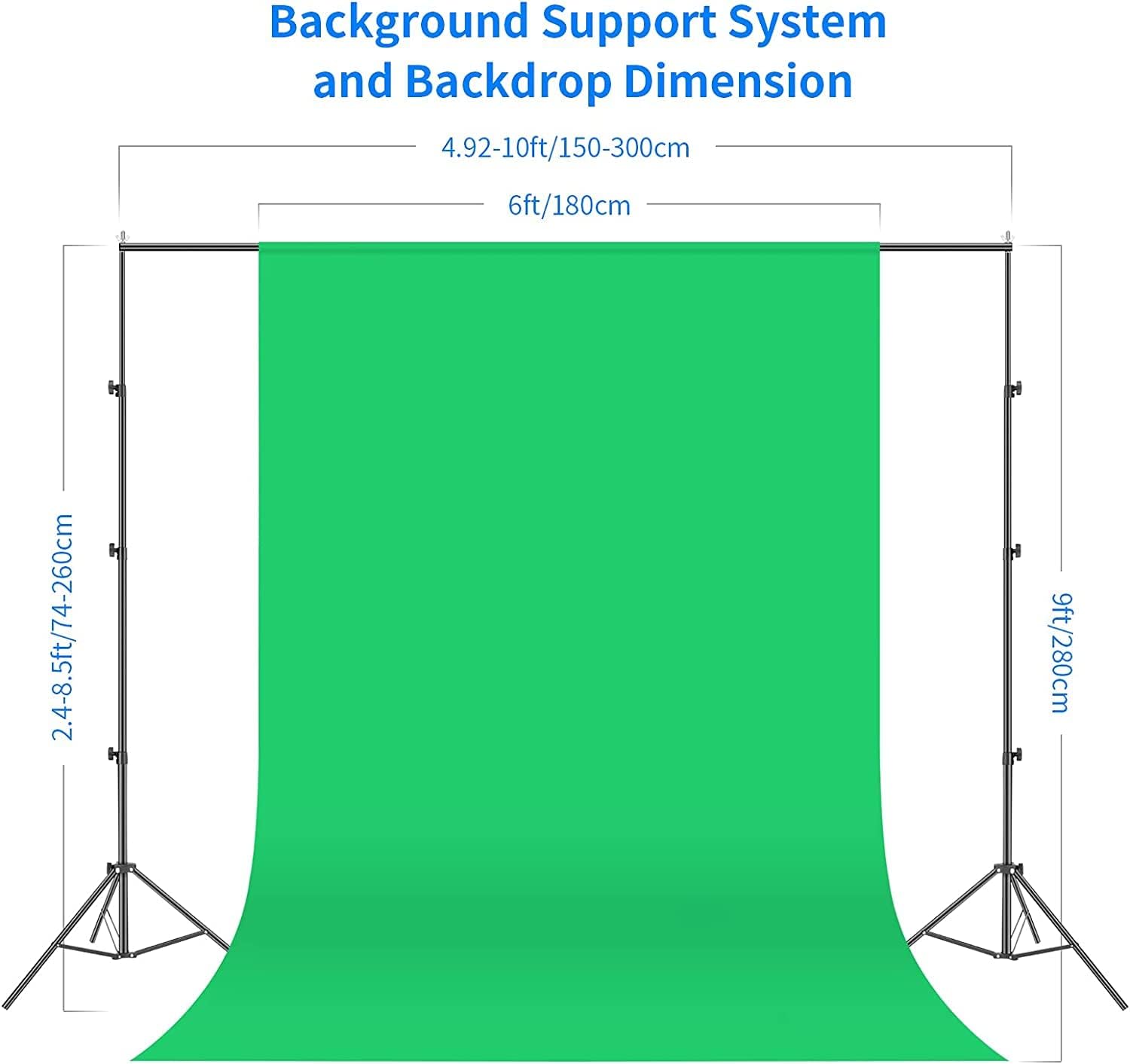 Photography Lighting kit with Backdrops, 8.5x10ft Backdrop Stands, UL Certified 5700K 800W Equivalent 24W LED