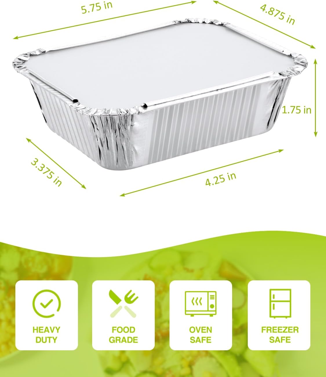 110 Pack 5x4 Disposable Small Aluminum Pans with Cardboard Lids