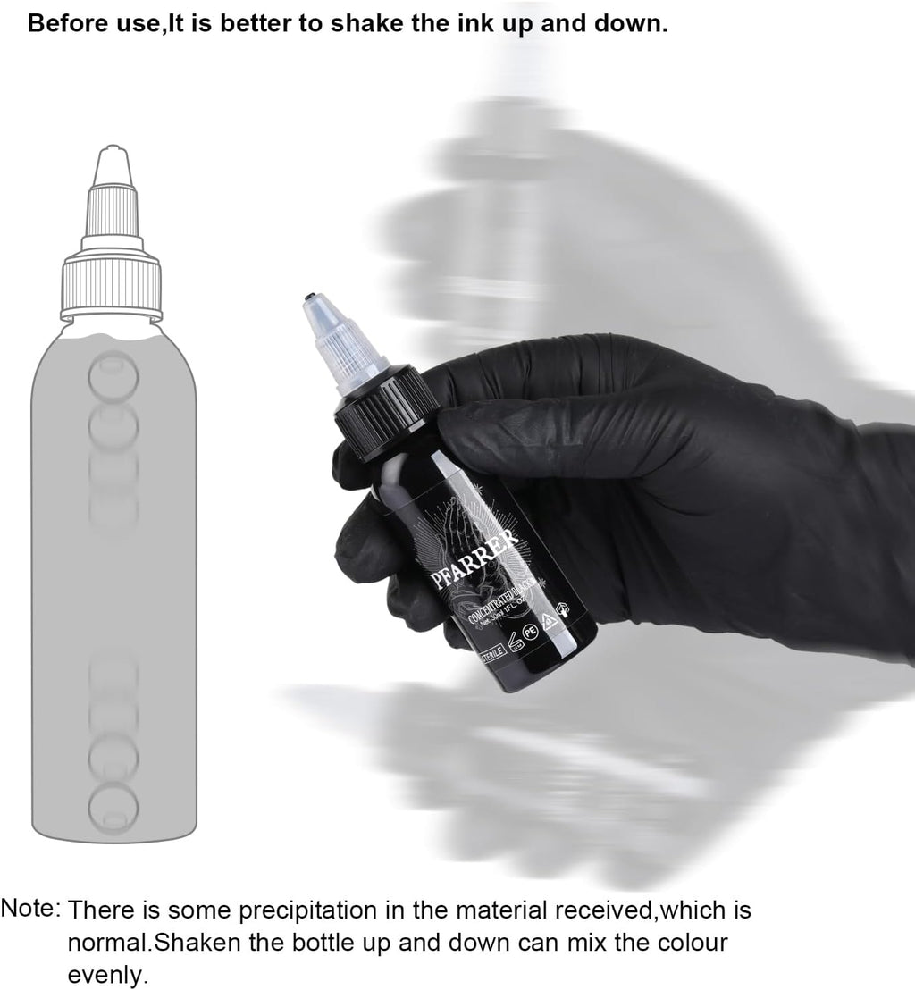 Tattoo Ink Black 1oz(30ml) Vegan-Friendly USA Standard Pigment Supplies Concentrated Black TI7003-30-002