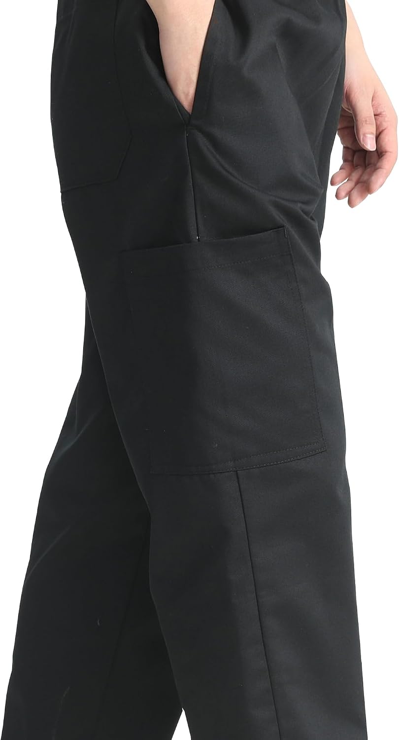 Men's Baggy Chef Pants Black Cargo Pants for Men Chef Server Work Pants for Kitchen & Restaurant - Drawstring Waist